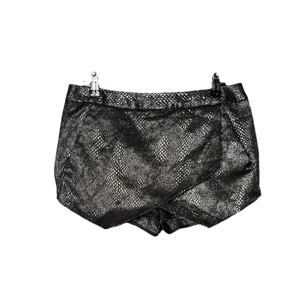 Express Skort Womens‎ 8 Metallic Snakeskin Shorts Black Silver Mini